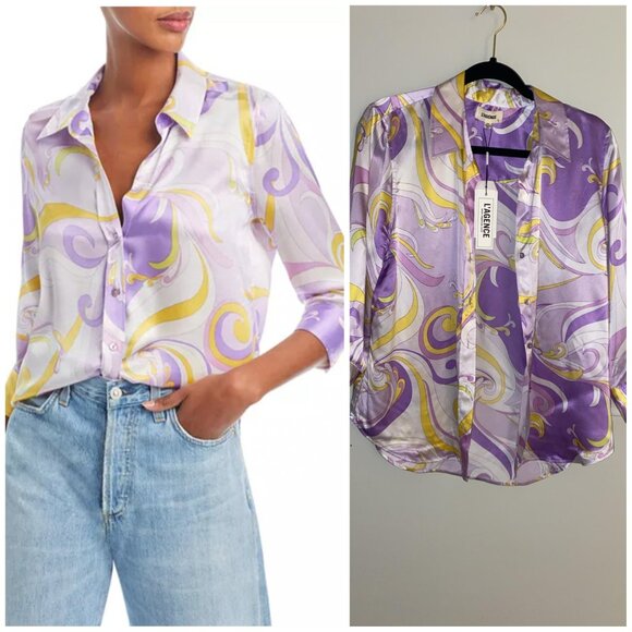 L'AGENCE Printed silk blouse - Picture 1 of 5